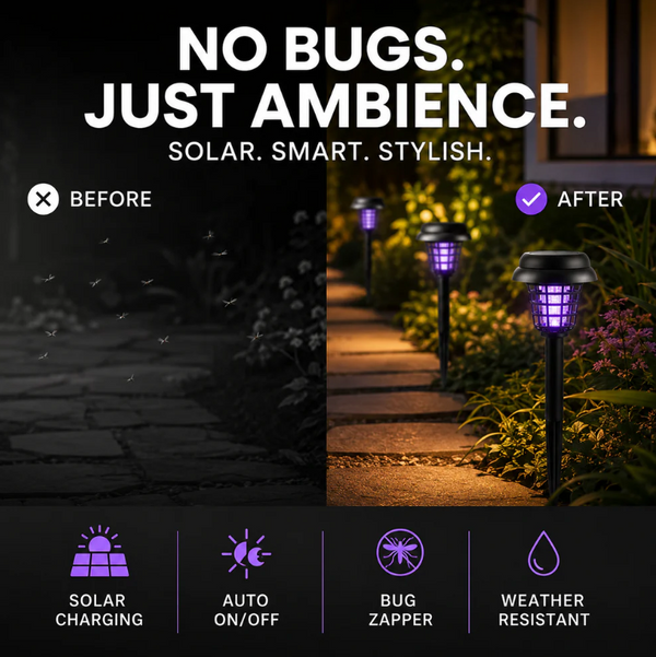 2-in-1 Solar Bug Zapper & Pathway Light – Waterproof Mosquito Killer for Garden & Patio