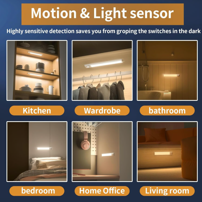 🔥Pro Version (11.8 in)🔥Smart sensor LED light, fast-charging cable, magnetic mount, 3 color modes, drill-free installation. - photo 3