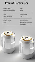 2.2L Large Capacity Humidifier – Dual Nozzle, Quiet USB Humidifier with LED Night Light