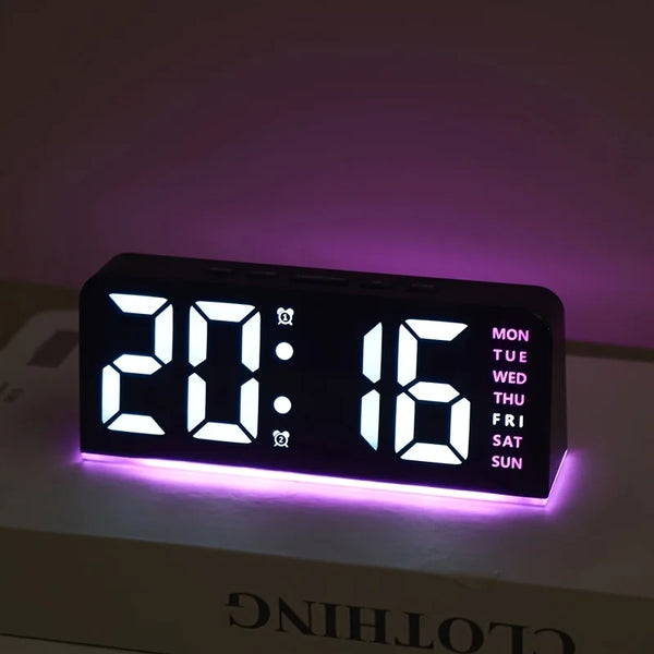 Digital LED Alarm Clock – Backlit Display, Temperature, Snooze & Night Light