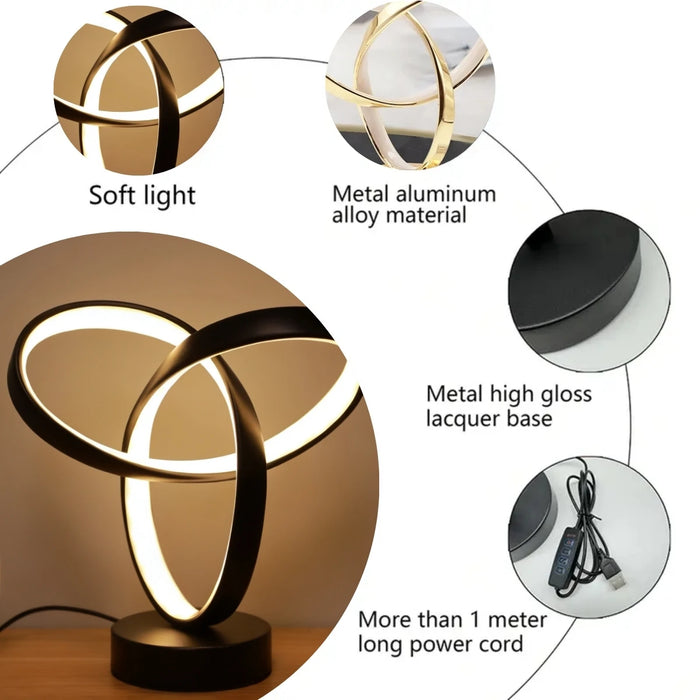 Modern Art Desk Lamp – USB Tri-Color LED for Bedroom & Office - photo 4