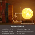 Magnetic Floating & Rotating Moon Lamp – 3D LED Night Light, Wooden Base, 3 Colors
