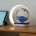 3D Hourglass Sand Art Desk Lamp – USB Wireless Charging Night Light for Office & Room Decor