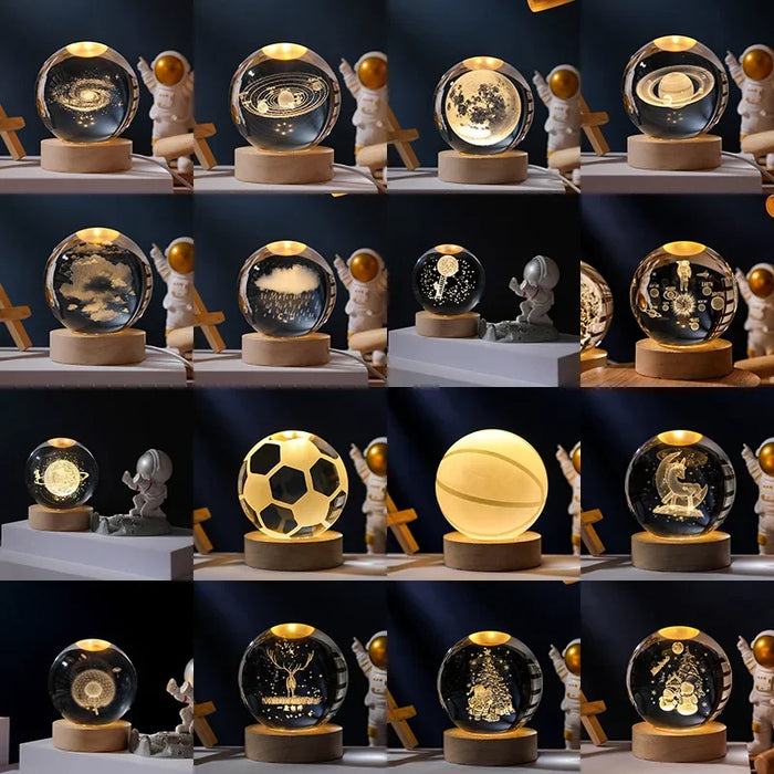 3D Crystal Ball Night Light – Galaxy & Saturn Globe for Desktop Decoration - photo 4