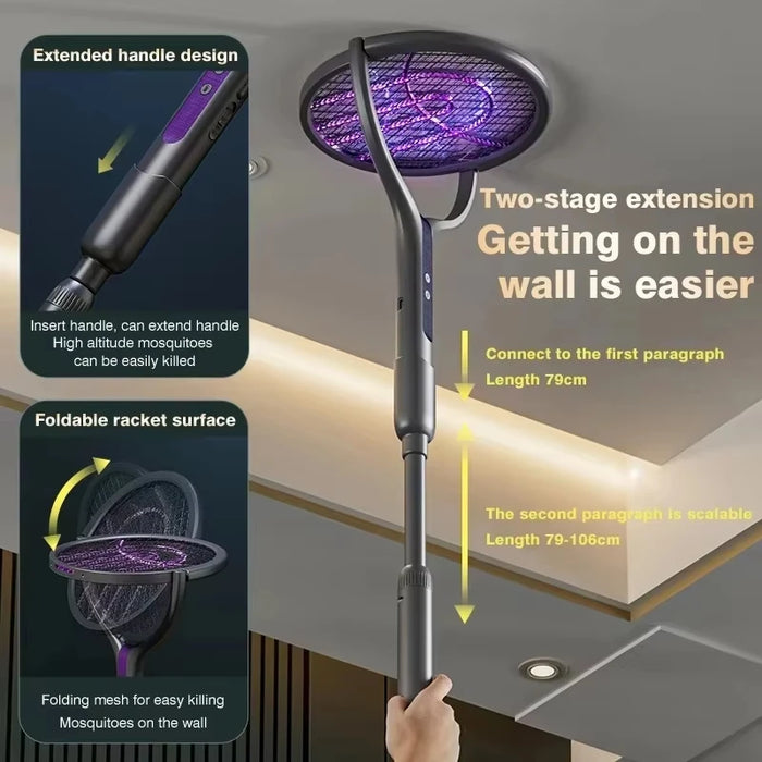 Telescopic Electric Fly Swatter – Rotatable Mesh, USB Rechargeable, Extended Reach - photo 4