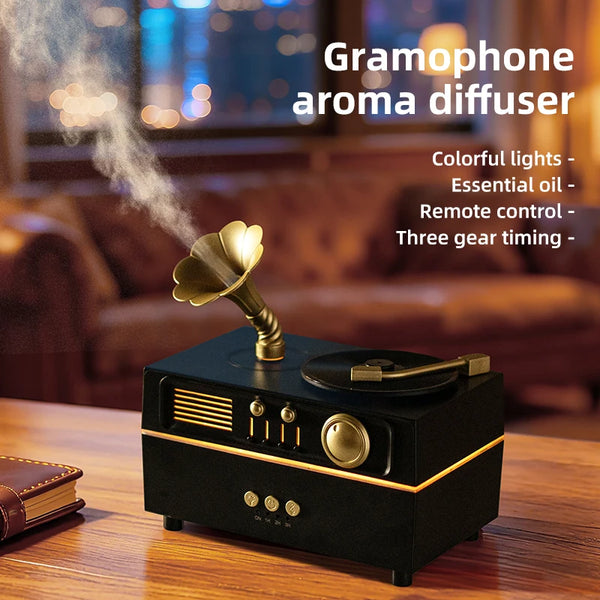 Retro Phonograph Aroma Diffuser USB Humidifier 160ml