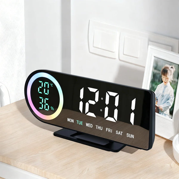 LED Digital Alarm Clock – 7-Color Display, Dual Alarm, 5 Brightness Levels, USB - alternate